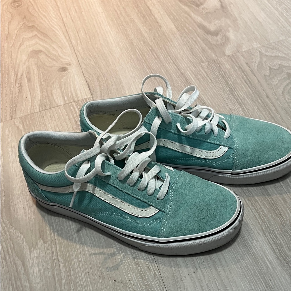 Vans Aqua Suede Shoes with White Details